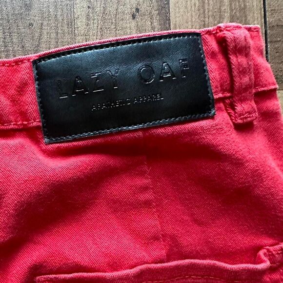 Lazy Oaf Red Heart Denim Kick Flare high waisted trousers - Picture 5 of 5